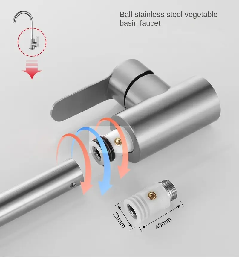 304 Stainless Steel Balls Kitchen Faucet Hot And Cold Sink Rotating