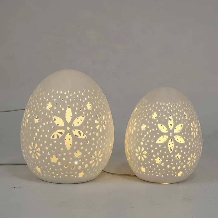 Spring Decorative Led Rechargeable Egg Light Easter Led Light Ceramic Egg