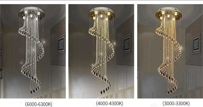 Modern Duplex Building Crystal Chandelier Light Luxury Villa Living ...