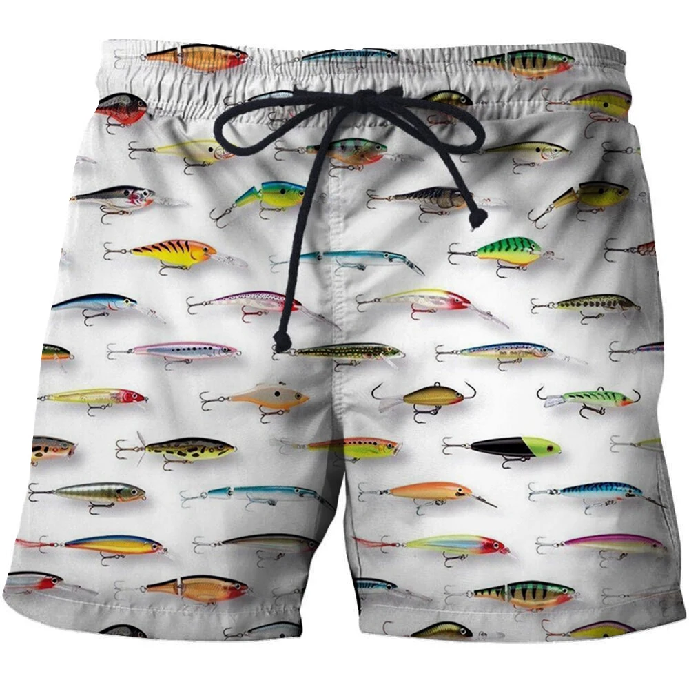 3D-tryckta strandshorts för män, sommar, fiske, unisex, djur, fisk, lösa shorts, sport, badbyxor med hög midja645_voghion.com