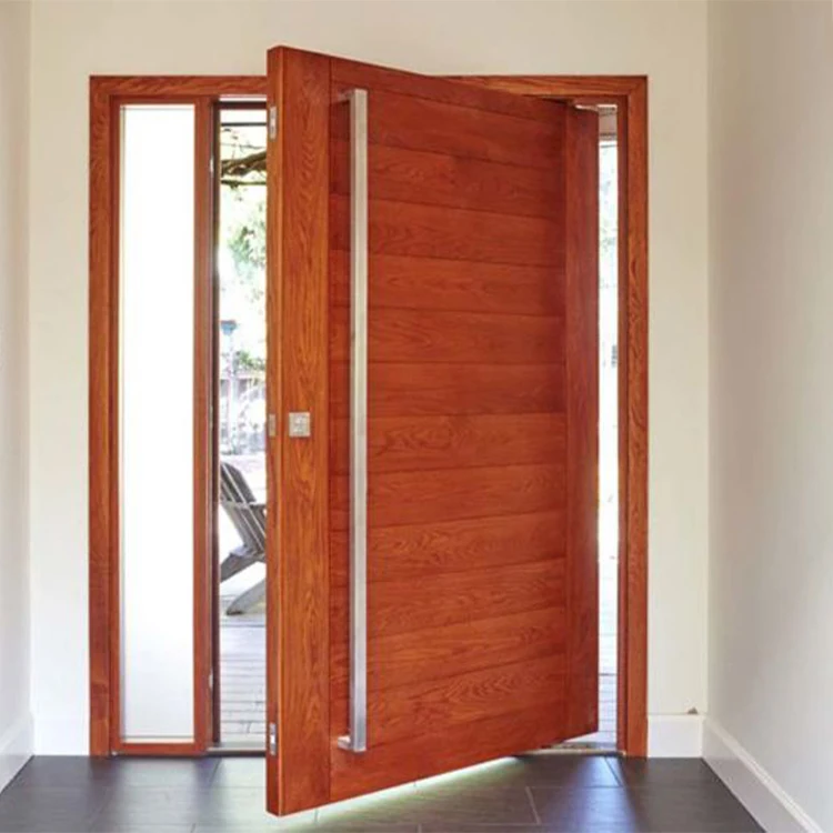 Factory Price Modern Front Entry Revolving Single Wooden Doors Design Exterior Main Entrance Large Solid Wood Pivot Door Systems