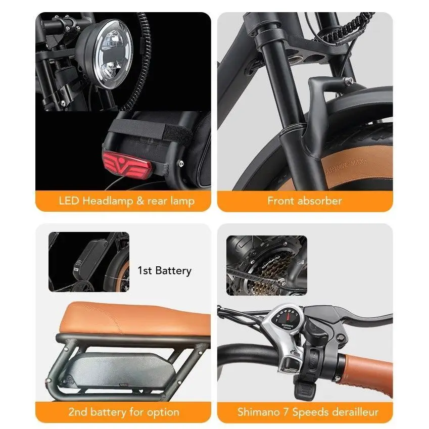Cyclefort 20 Zoll 4.0 FatTire Ebikes, 48V 20Ah Mountain E-MTB E-Fahrrad