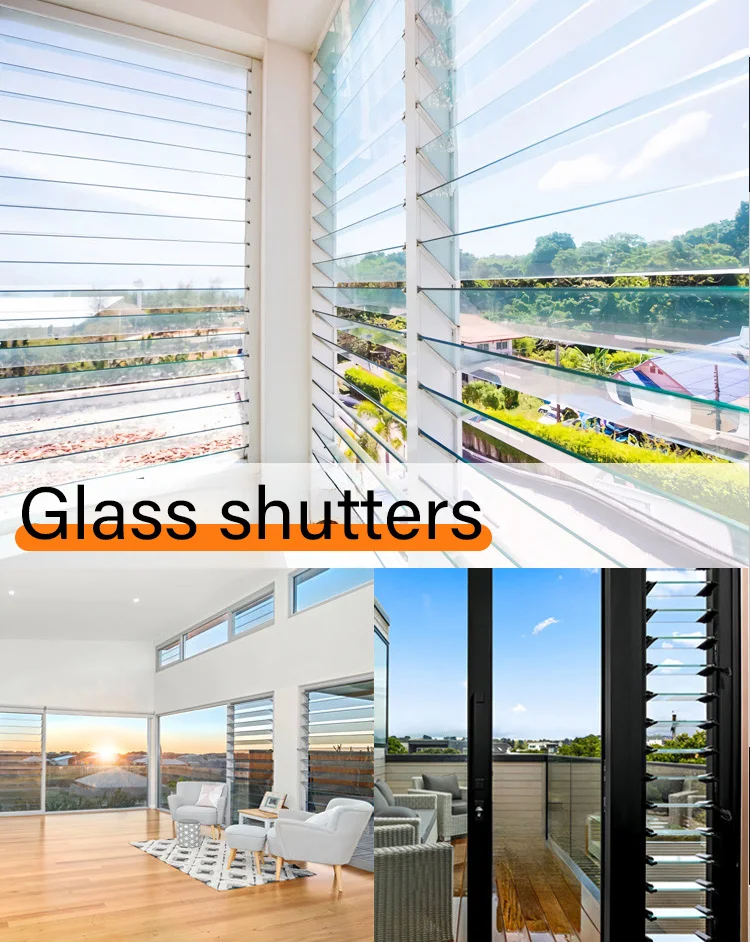 GS Latest Design House Aluminum Window Tempered Glass Louver Blinds ...