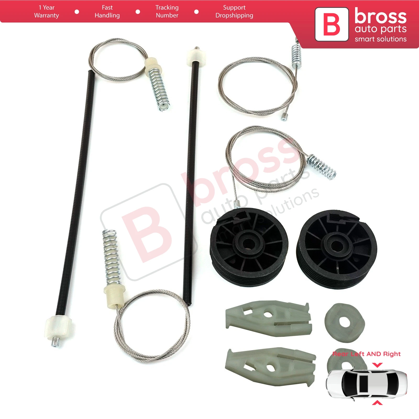 BWR912+BWR913 Window Regulator Repair Kit for PEUGEOT 206 CC