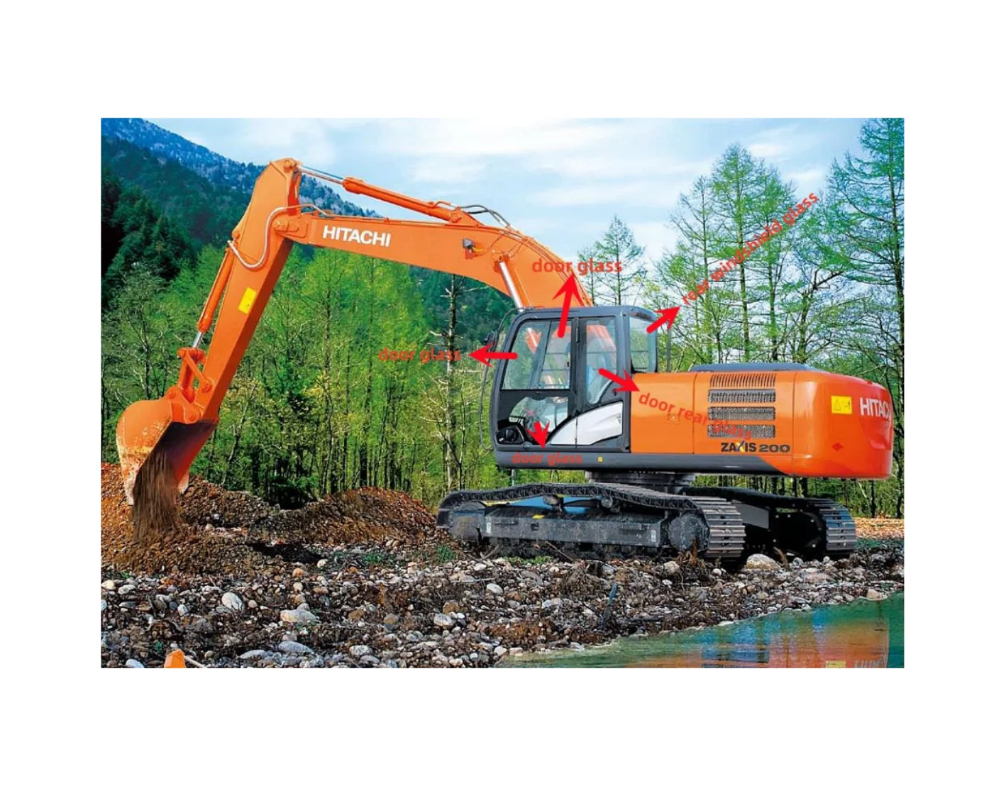 Excavator Tempered Glass ZX75US ZX130-5A ZX200-5A ZX210H-5A ZX330
