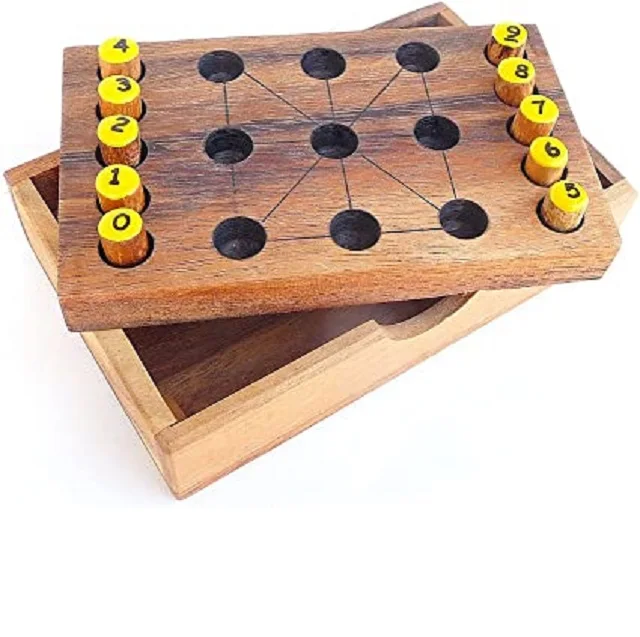 Premium Quality  Tic Toe Board Game Square Shaped & Yellow Pin Bole   XOXO  Puzzle Game Friends Family Time Pend Desk Game