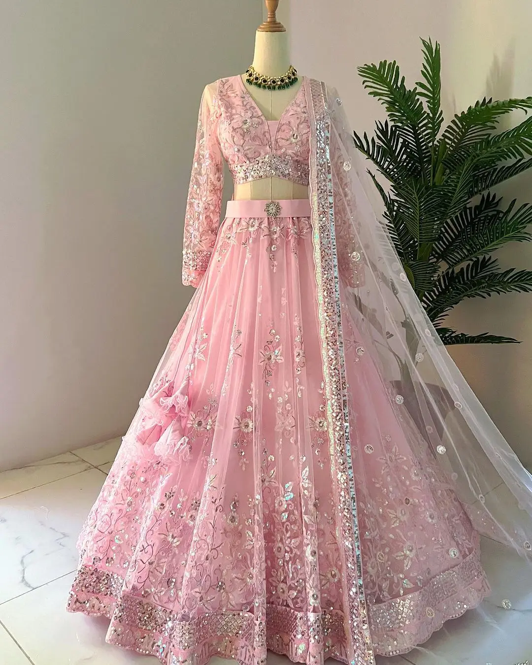 Latest Designer Soft Net  Thread With Sequence Work Lehenga Choli by Fab Zone