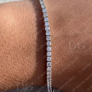 4 Carat Lab Grown Diamond Tennis Bracelet Unique Solid Gold Bracelet for Parties