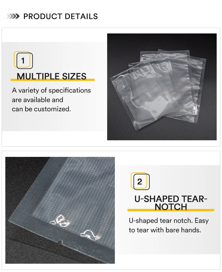 Innorhino Custom Logo Waterproof Clear Open Top Vacuum Mylar Bags