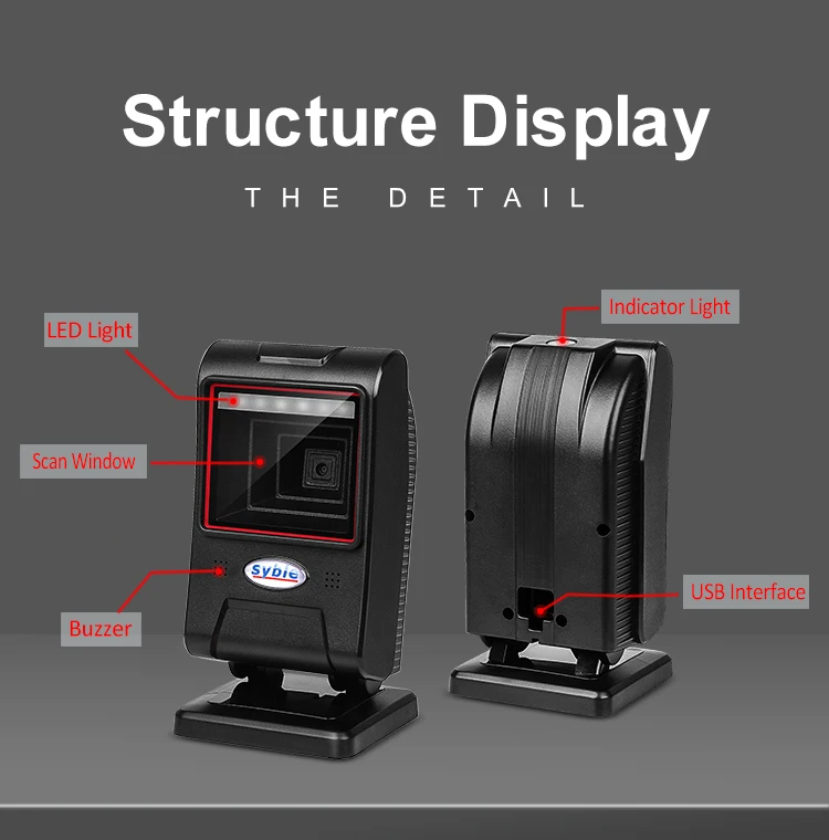 XB-8606 Syble Hot Sale Omnidirectional QR Barcode Reader 2D Desktop Barcode Scanner