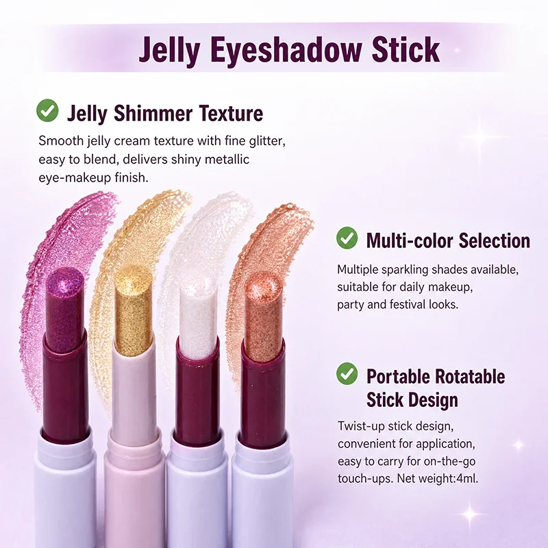 product jelly eyeshadow stick glitter eye makeup pen with twist up design for daily party and festival looks private label-2