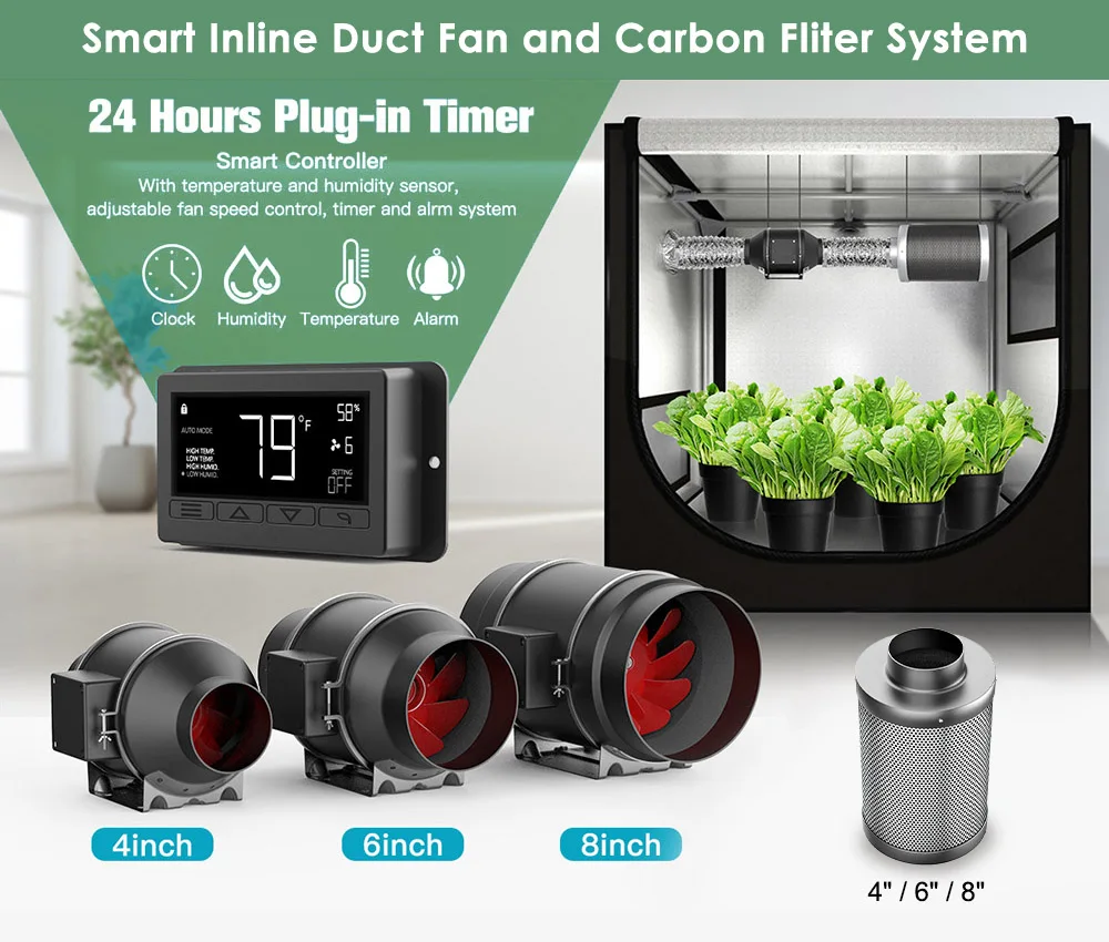 Smart Inline Duct Fan and Carbon Filter System - Indoor Gro Supply