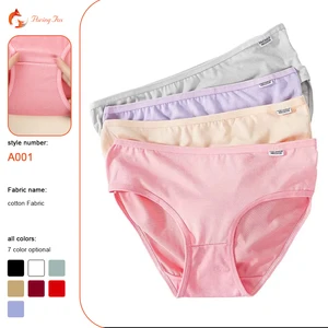 Cotton Lingerie Panties for Women Solid Color Sexy Female Underpants Comfortable Intimates with Logo on Waist