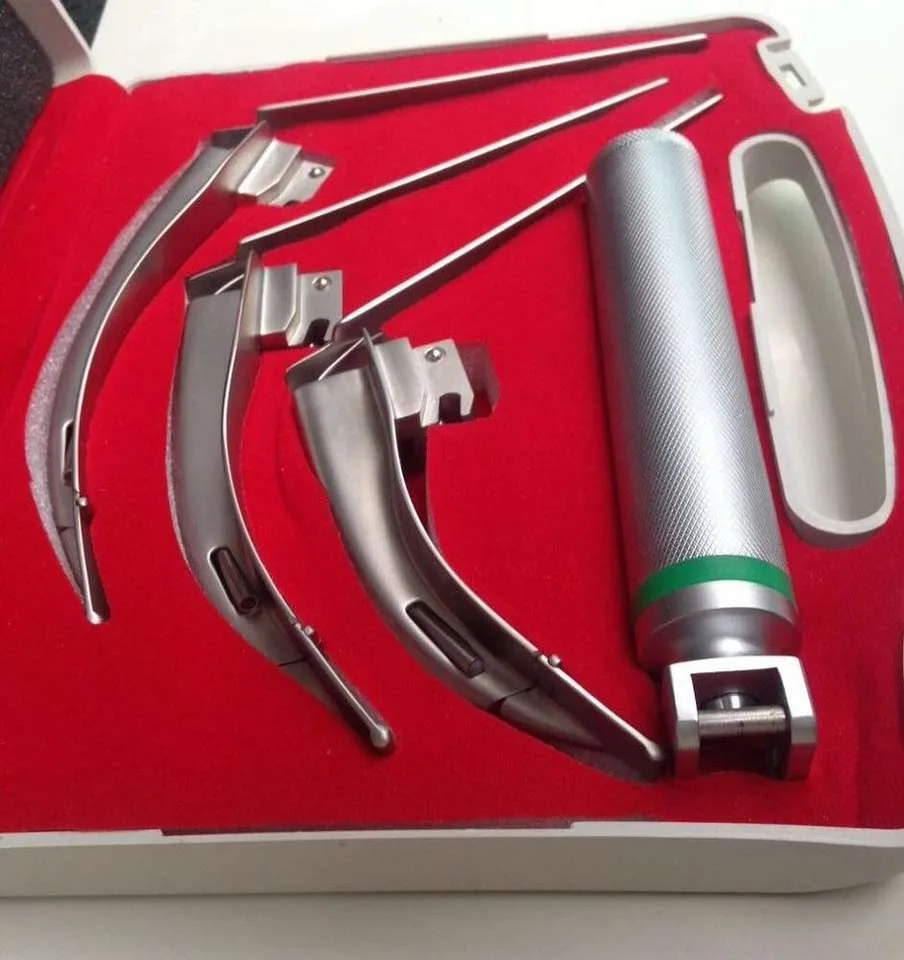 High Quality Fiberoptic Led Laryngoscope Set With Blade # 2 3 & 4 