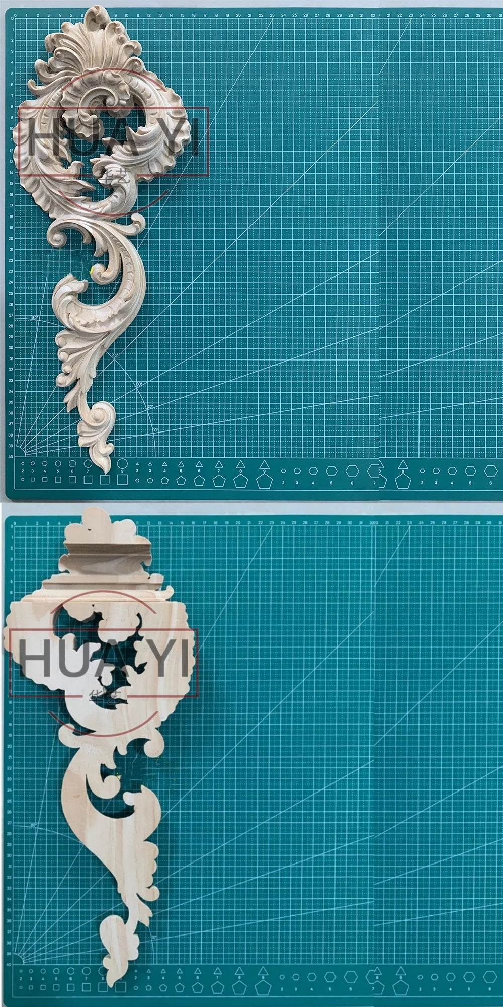 4PCS Unpainted Sturdy European Style Wood Onlay Carved Onlay Beautiful Corner On