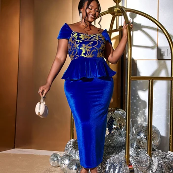 AM040740 Short Sleeve Square Collar Burn Out Velvet Peplum Bodycon Evening Dress