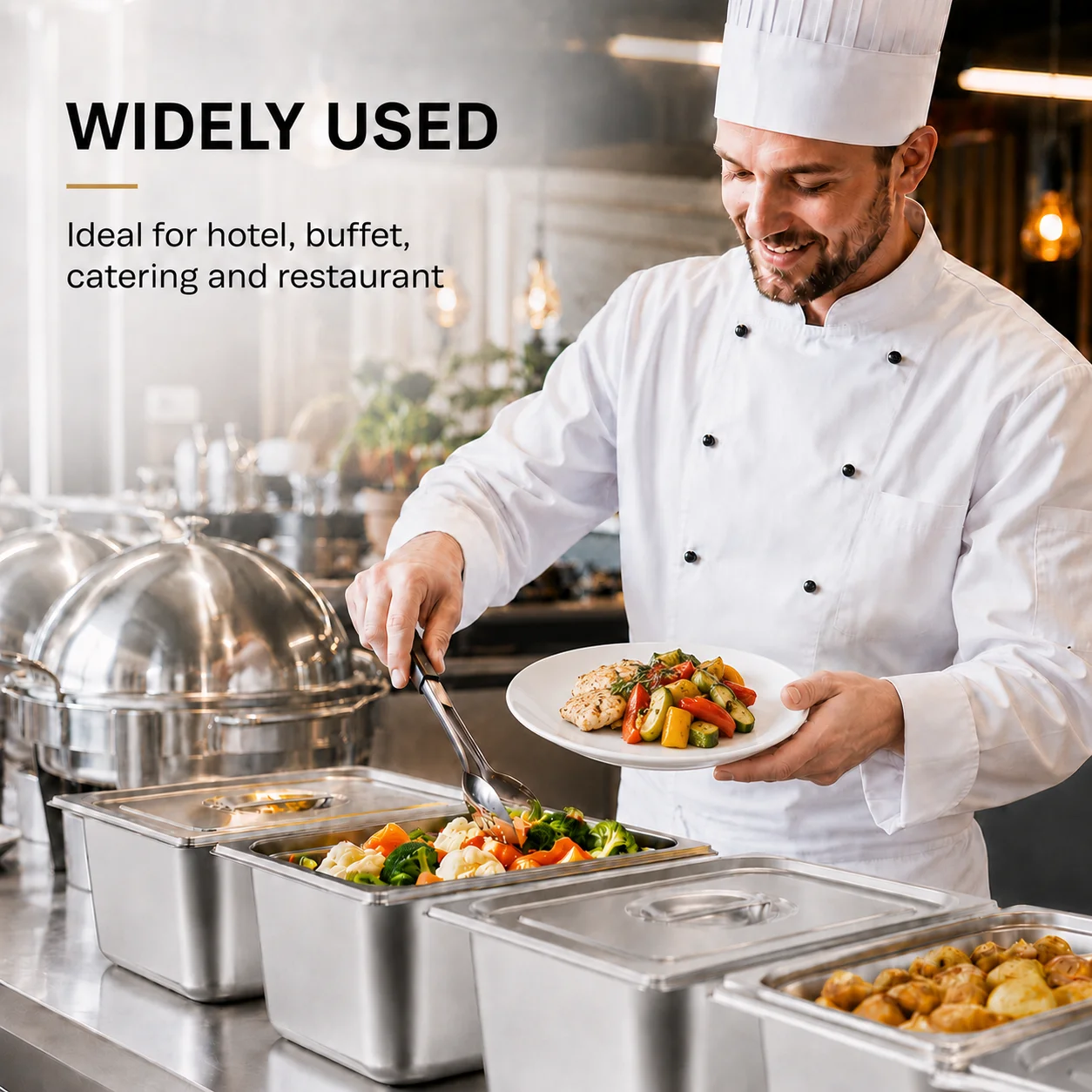American Style Stainless Steel Gastronorm Pans Metal Buffet Stove Eu Style Food Gn Pan Food Hot Warmers Gastronom Pan
