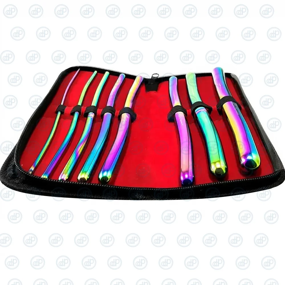 DADDY D PRO 8 Dilator Set Uterine Urethral Plugs Hegar Gynecology Bougie with Pouch Vaginal Stainless Steel Instruments CE DDP