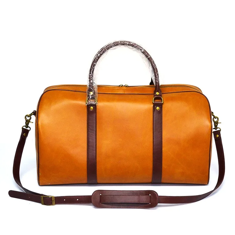 Luxury Men Premium Leather Outdoor Duffel Travel Duffle Weekender Bags
