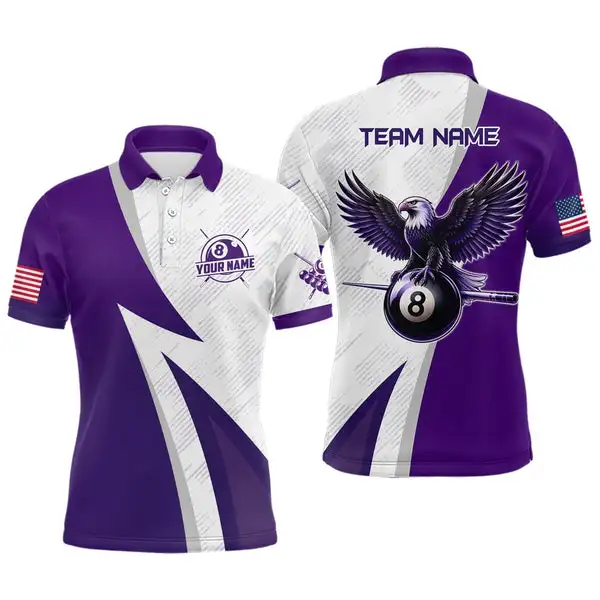 High Quality Custom Design Quick Dry 100% Polyester Men Pool Team Jerseys Professional Billiard Polo Shirts With Pocket