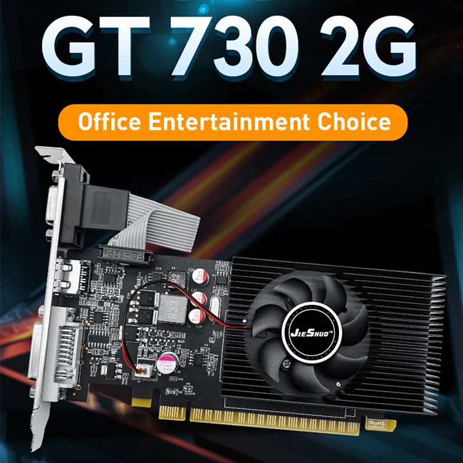 JIESHUO GeForce GT 730 2GB GPU - NVIDIA Graphics Card with HDMI