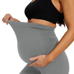 High Waist Solid Color Seamless Breathable Eco-Friendly Workout Pants Soft Push Comfortable Plus Size Women Pregnant Maternity