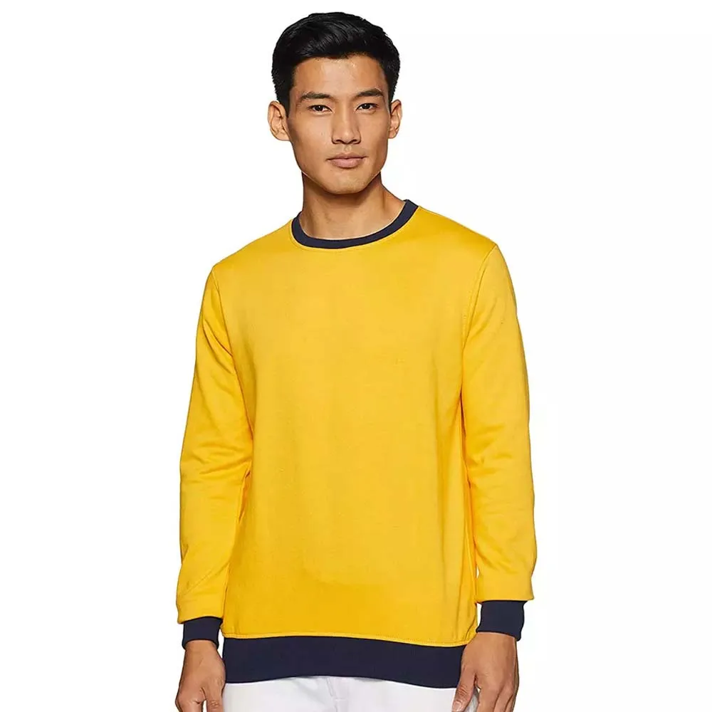 New Style Men's Sweatshirts In Yellow Color With Full Sleeves Stylish Winter Wear Plain Slim Fit Sweatshirts - Buy Plain Vintage Fit Sweatshirts Unisex Sweatshirt Plain Sweatshirt Graphic Sweatshirt,Crew