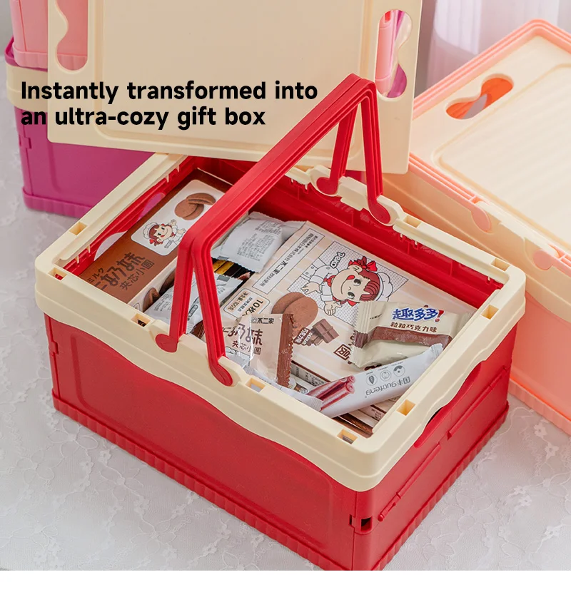 item no6008 new arrival large size household durable reliable stackable plastic folding collapsible storage crate with lid and handle-6