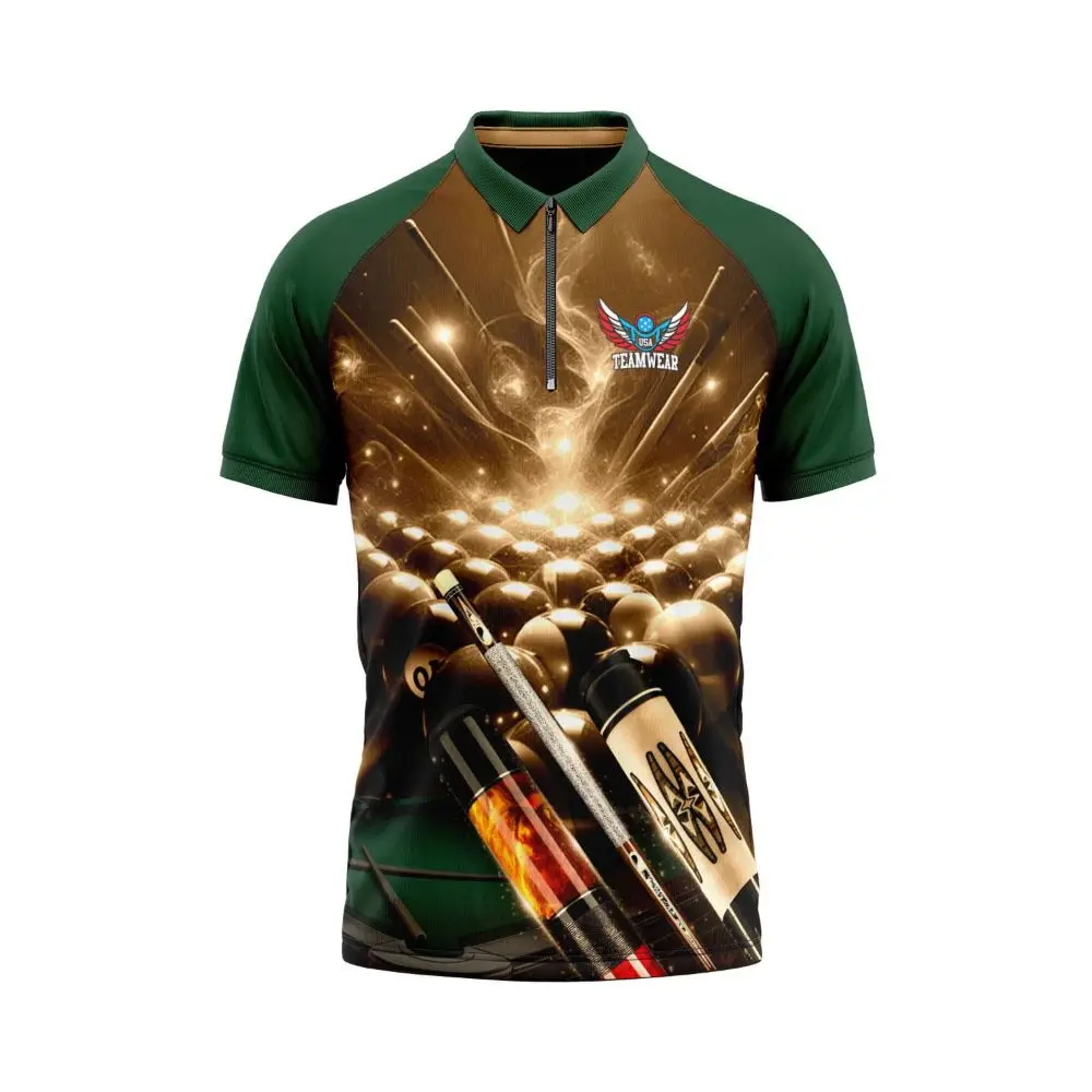 High Quality Snooker Jersey Sublimation Printing Jersey Man Polo T-shirts Billiard Team Billiard Dye Snooker Jersey