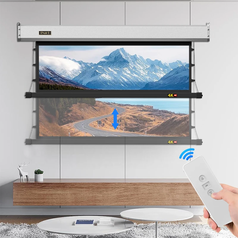 150 Inch Motorized Projector Screen 43 4k Matt White Material Remote