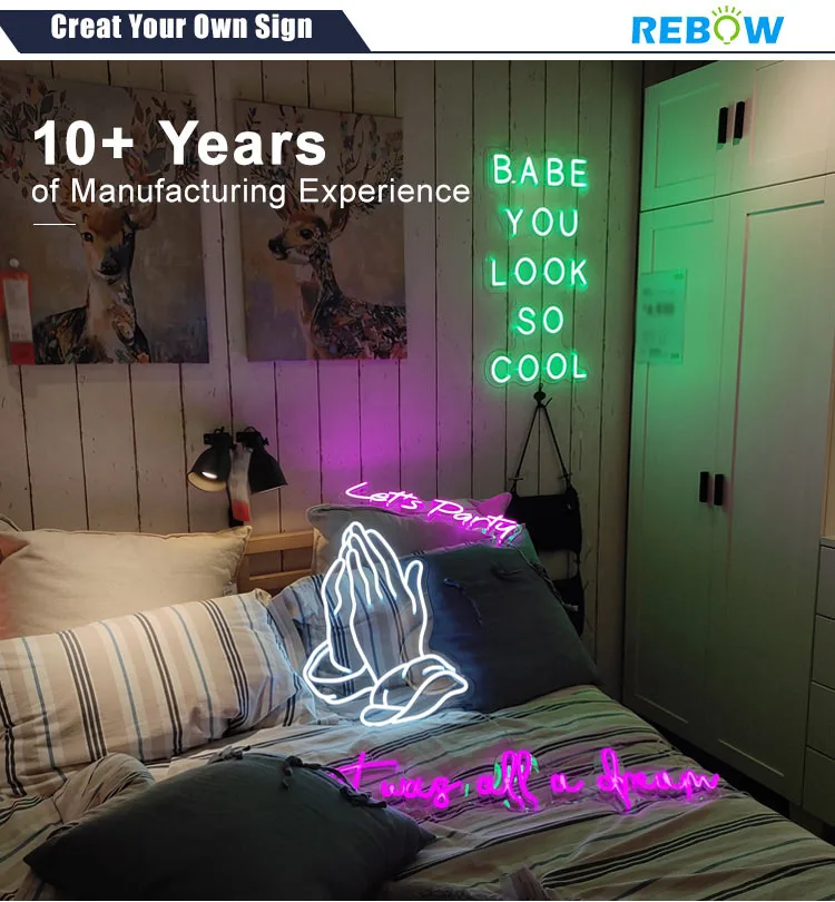 Fast Delivery Dropshipping Decoracion Acrylic Neon Light Sign Custom