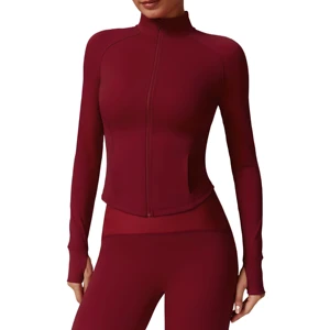 Wholesale Gym Workout Shirt Tracksuit Workout Top Female Training Jackets Zipper Yoga Wear Women Long Sleeve Top