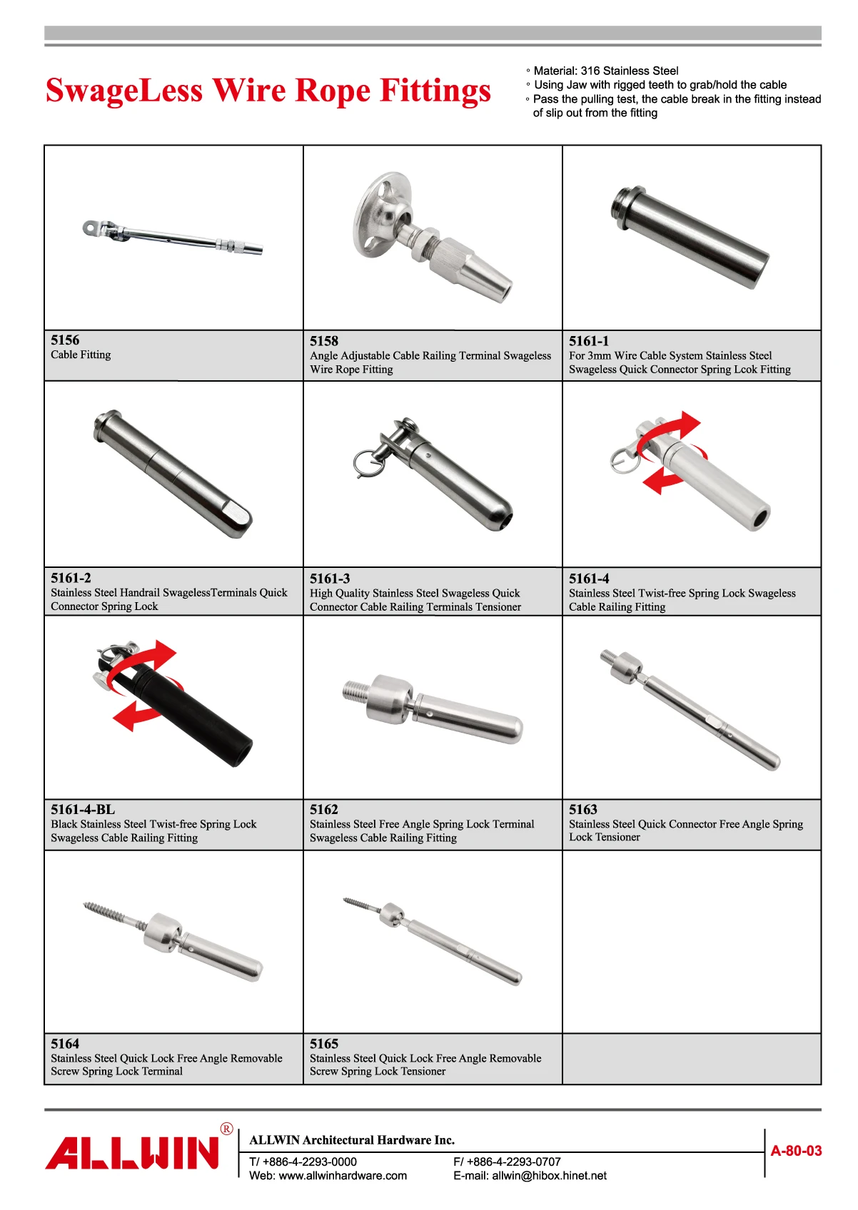 Stainless Steel Cable Railing Fitting Quick Lock Free Angle Removable ...