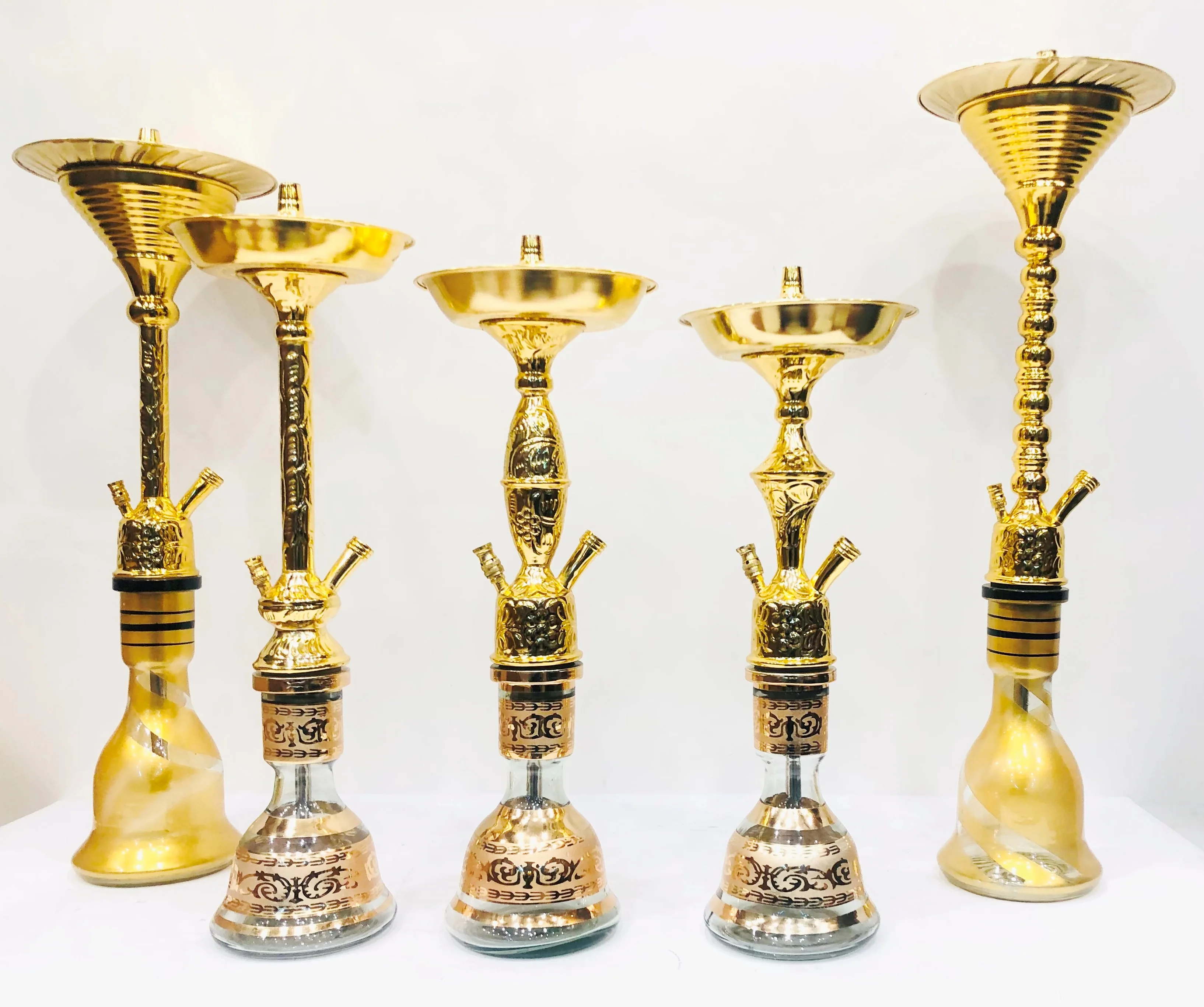 Best Quality Farida Luxury Egyptian Lacquer Gold Plated Stainless Steel Oval Hookah Chillers with Sheesha Design