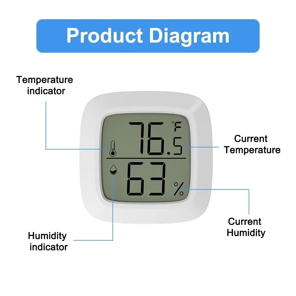 LCD Baby Room Indoor Bath Refrigerator Home Mini Digital Thermometer and Hygrometer Temperature and Humidity Meter Sensor