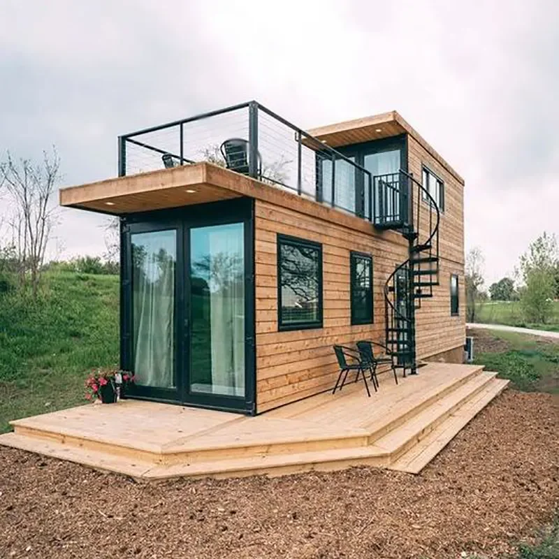 Quacent Luxury Modern Two Storey Container Prefabricated Home Tiny Wooden Prefab House Hotel Apartment Villa Buildings Cabins