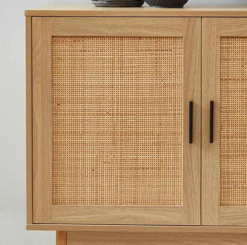 Kitchen Timber Rattan High Quality Wooden Rattan Cabinet Hardwood Home Furniture Bathroom ...
