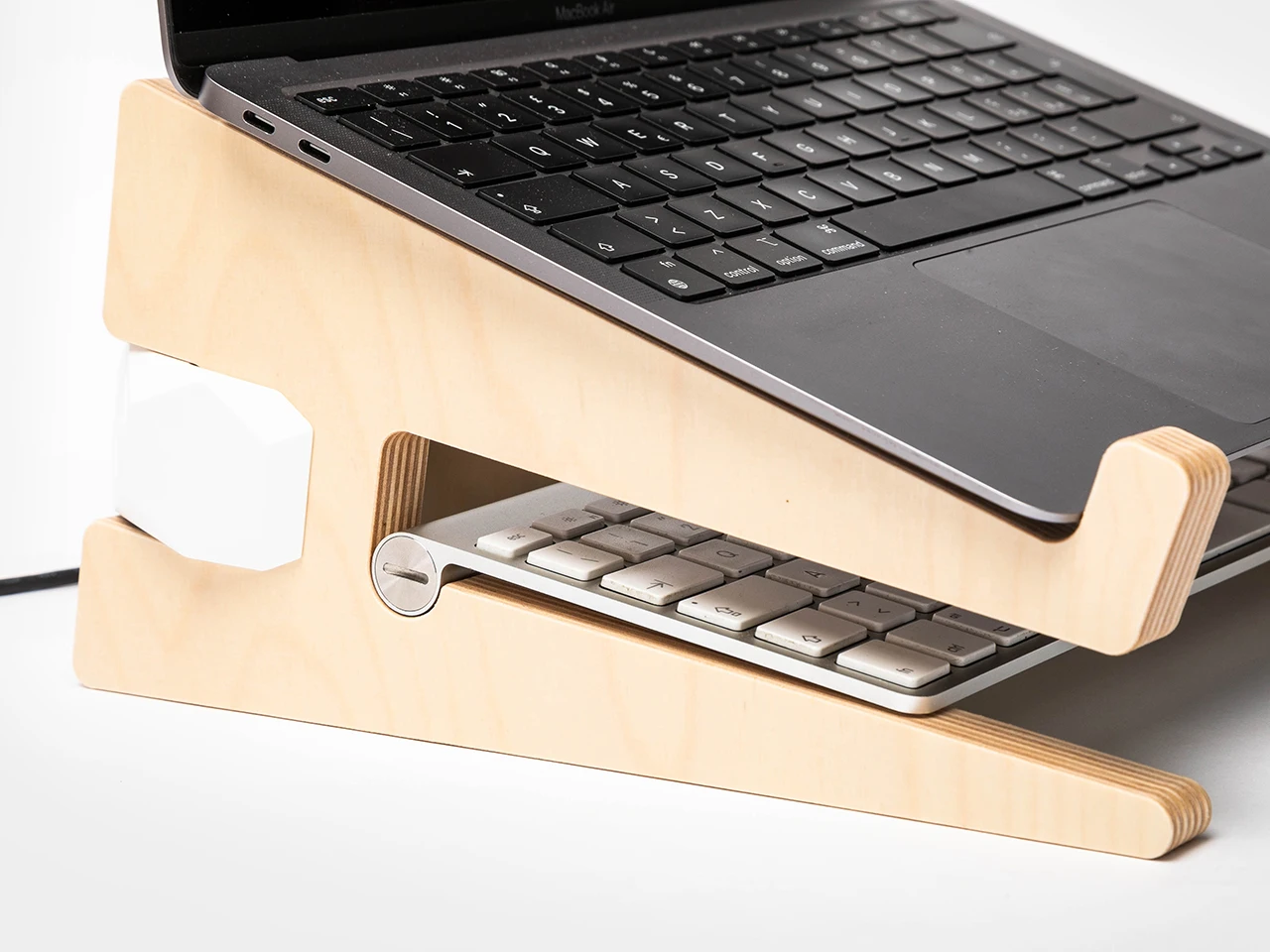 Modern Office Portable Laptop Stand Eco-friendly Natural Wood In Birch ...