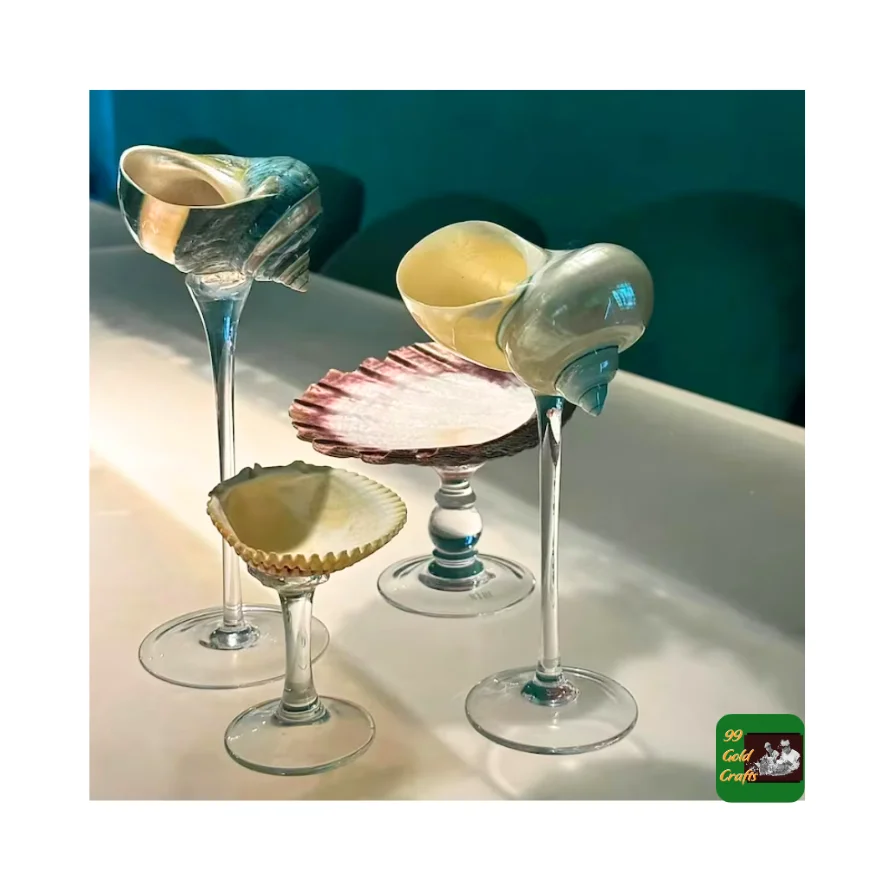 Seashell & Conch Shell Wine Glass Martini & Cocktail Goblet Drinkware  Melamine Stemware for Birthday Wedding Beach Plastic Type