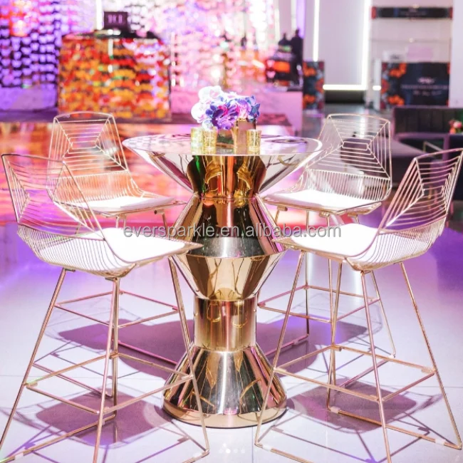 Event Furniture Gold Black Metal Wire Stool Outdoor High Chair Bar
