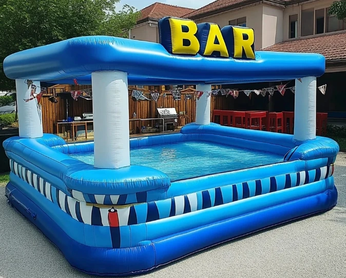 Portable Inflatable Pool Bar with Built-In Cooler and Cup Holders ...