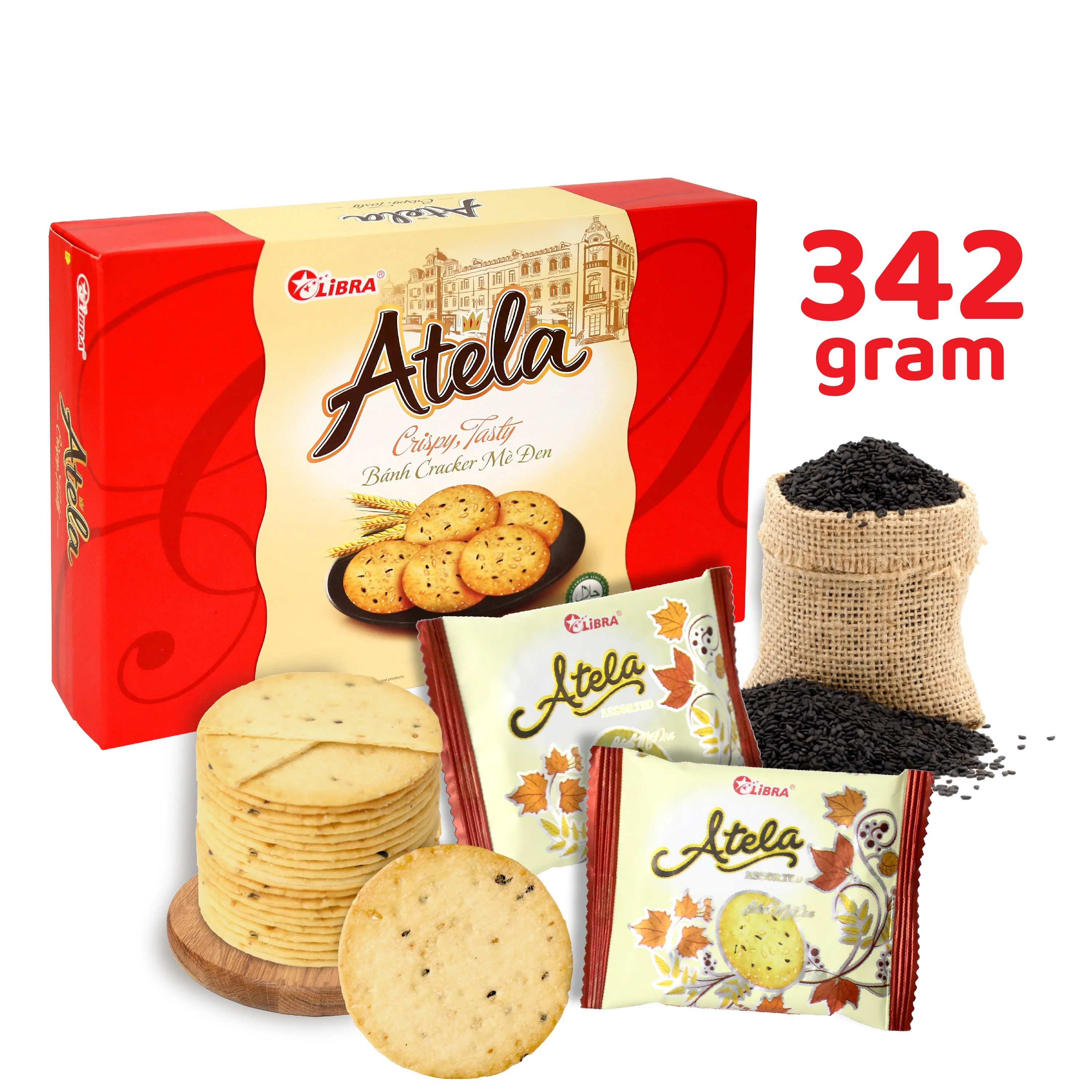 Atela 342gr Sweets Crisps Sesame Cracker,Baked Goods Healthy Food