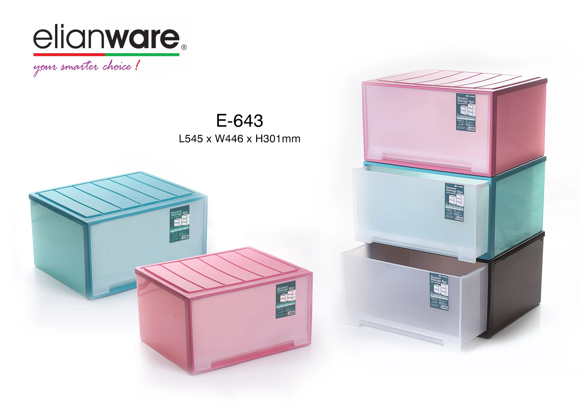 Elianware Detachable Multipurpose Plastic Drawer Storage Box Organizer