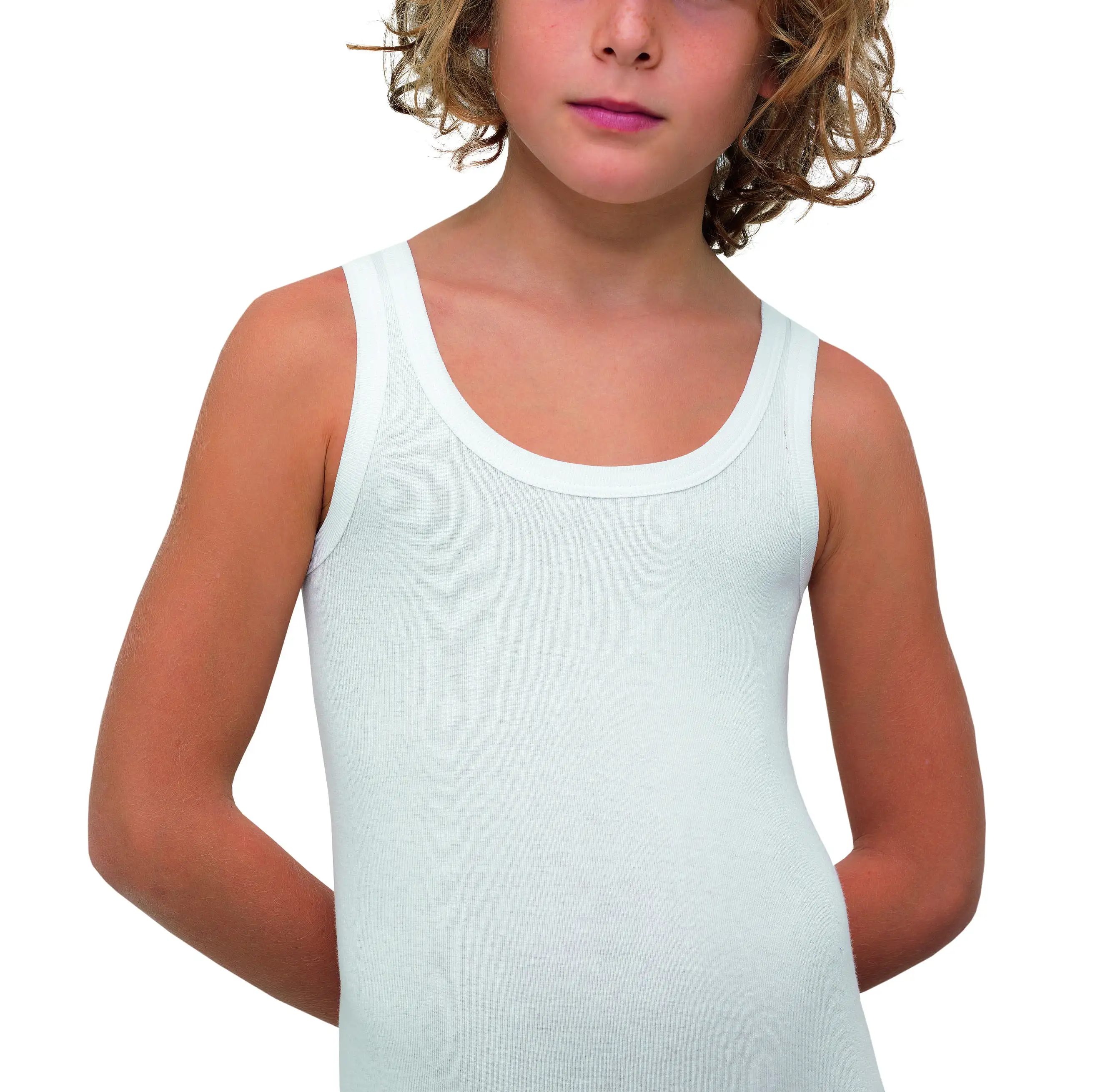 Made In Italy - Narrow Shoulders Girl's Undershirt Tank Top With Satin ...