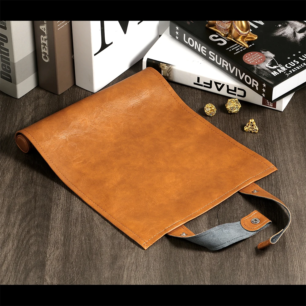 Wholesale Dnd Dice Tray Scroll Dice Mat Pu Leather And Velvet Rolling