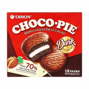 Orion 204g Pack 6 Flavored Chocolate Pie Solid Pasty Sweet with Candy Biscuit Fruit Jam for Milk Chocolate Lovers