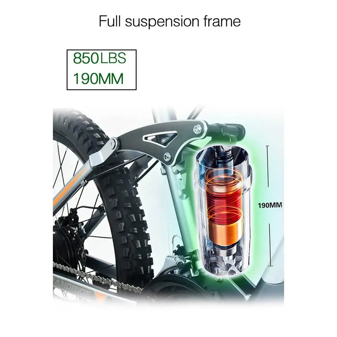 RANDRIDE YS90 Electric Mountain Bike 13.6A Battery with 500W/1000W Motor Full Suspension Aluminum Alloy Frame Max Speed 50KM/h