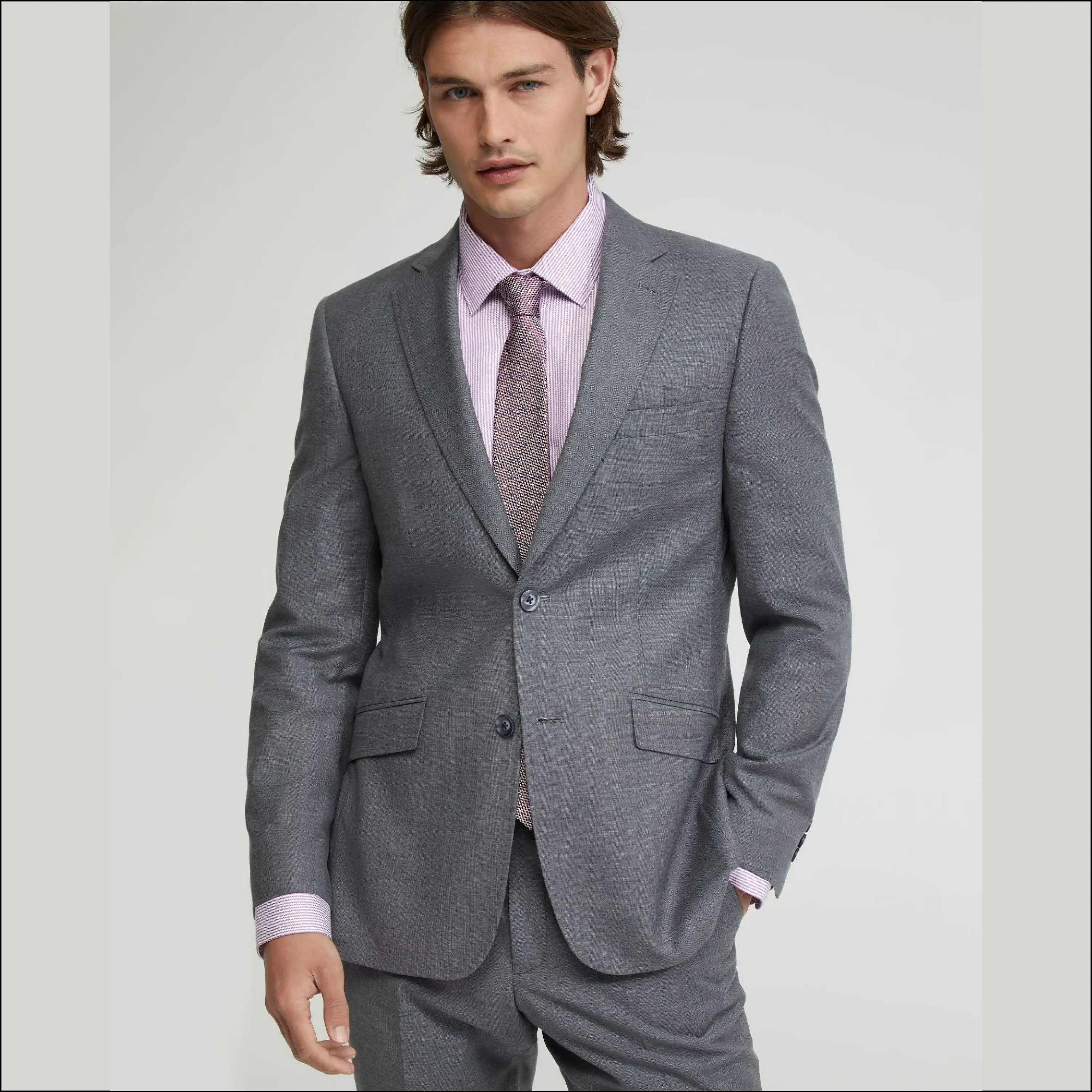 Spring Tall and Big Slim Fit Linen Cotton Two-Piece Business Jacket+pant  Casual Summer Plus Size Suits for Men