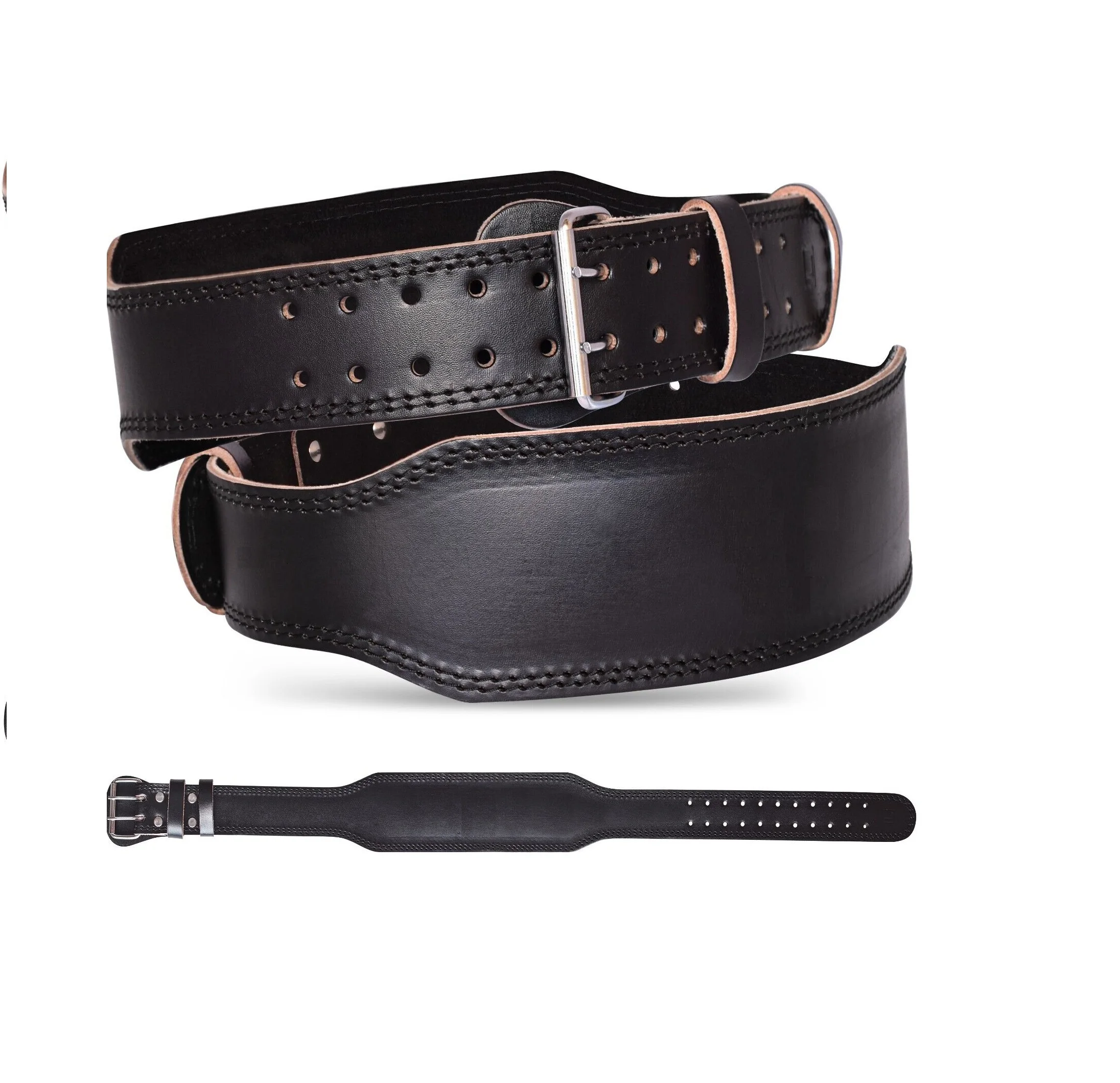 Custom Weight Lifting 4" Leather Belt Back Support Strap Gym Fitness