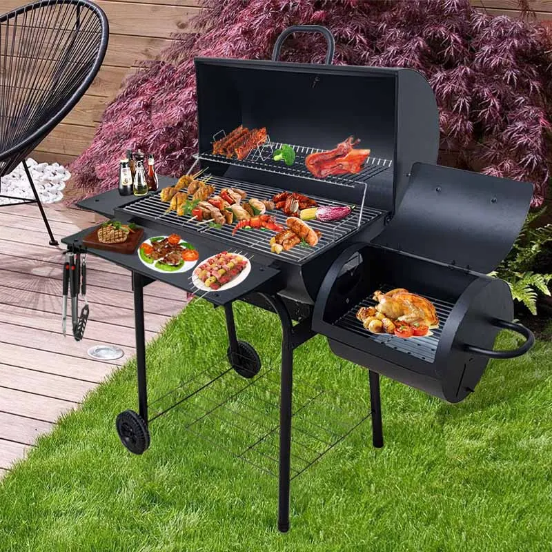 オフセットバーベキューグリル チャコール BBQ グリル スチール製 24kg